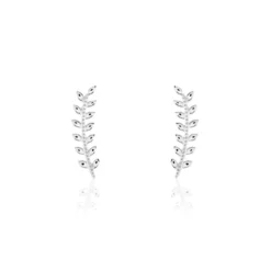 Boucles D'oreilles Grimpantes Folia Argent Blanc