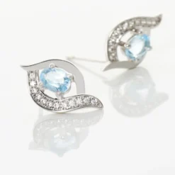 Boucles D'oreilles Lydia Or Blanc Topaze Oxyde