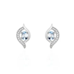 Boucles D'oreilles Lydia Or Blanc Topaze Oxyde