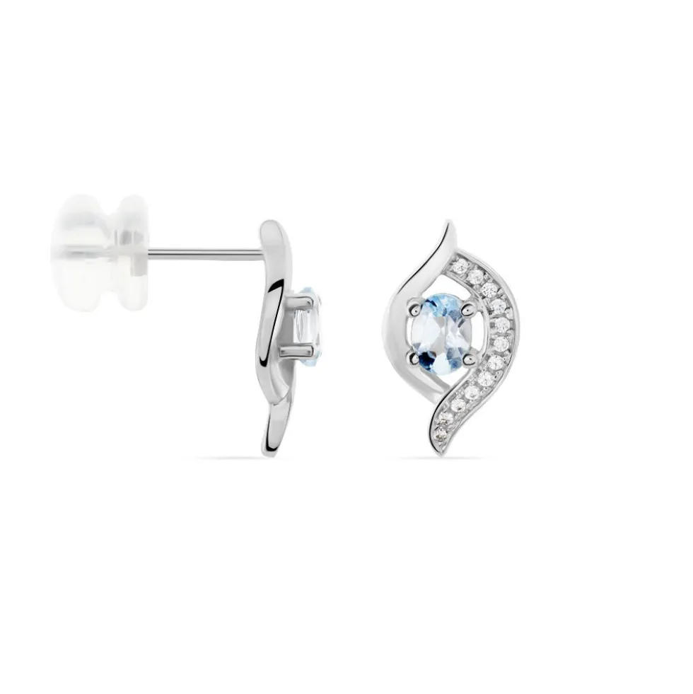 Boucles D'oreilles Lydia Or Blanc Topaze Oxyde