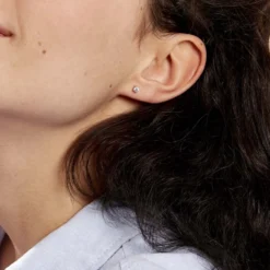 Boucles D'oreilles Or Blanc Victoria Puces Diamants