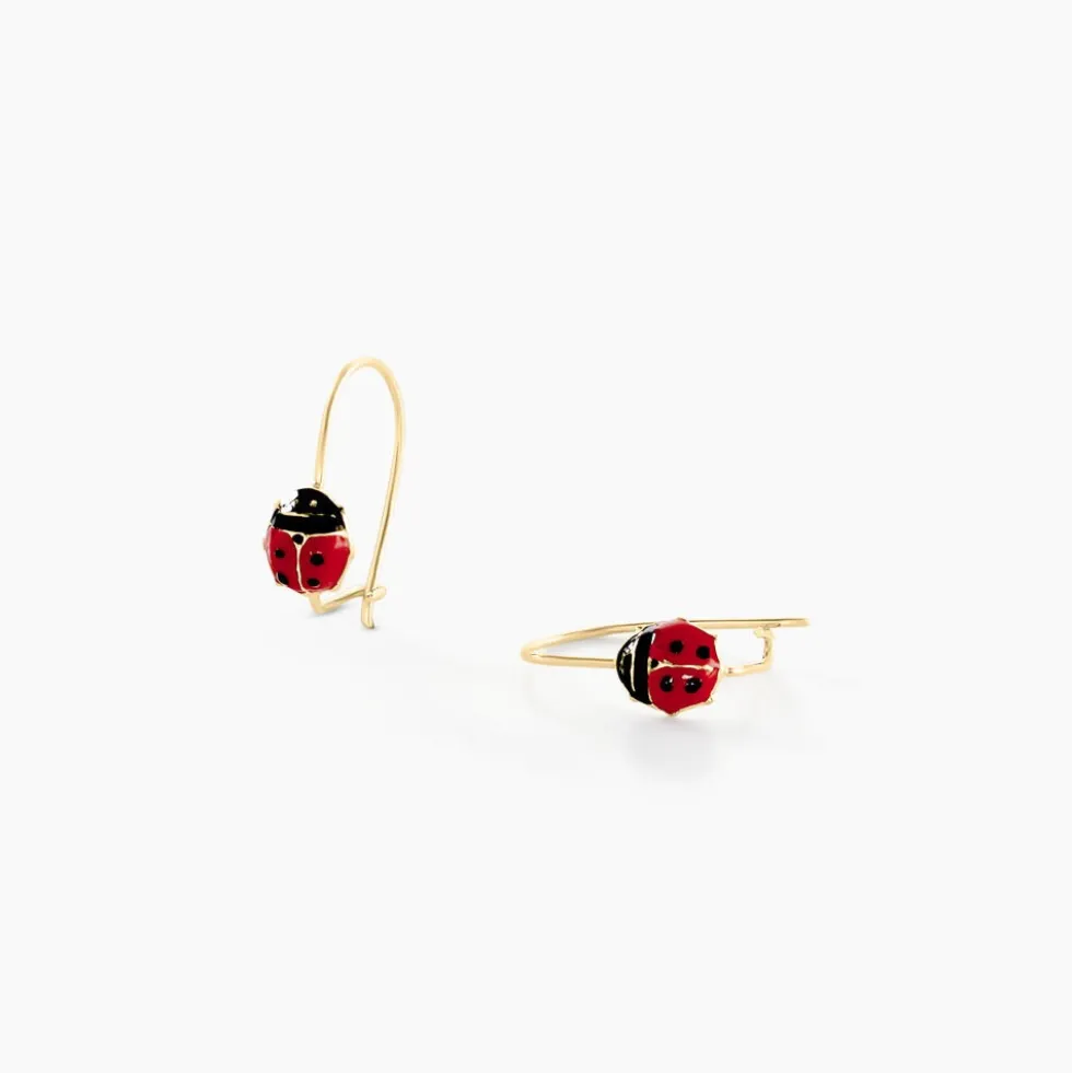 Boucles D'oreilles Pendantes Helidie Coccinelle Or Jaune