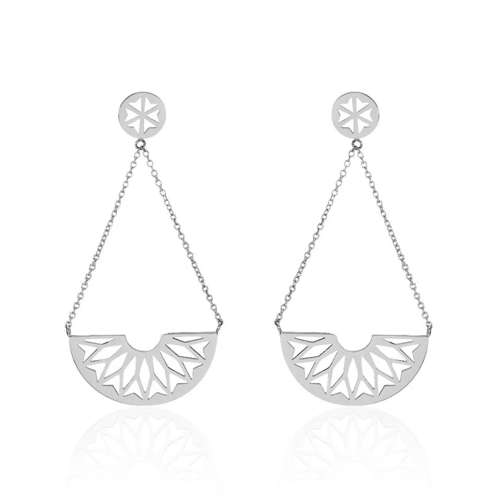 Boucles D'oreilles Pendantes Auxane Acier Blanc
