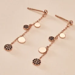 Boucles D'oreilles Pendantes Lorainne Argent Bicolore Oxyde