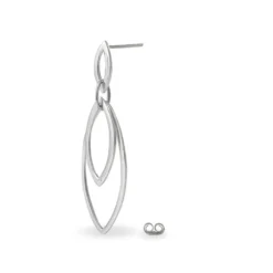 Boucles D'oreilles Pendantes Toupie Argent Blanc