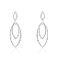 Boucles D'oreilles Pendantes Toupie Argent Blanc