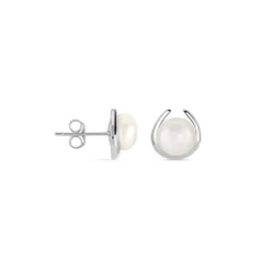 Boucles D'oreilles Pendantes Saori Argent Blanc Perle De Culture