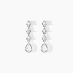 Boucles D'oreilles Pendantes Hida Argent Blanc Oxyde De Zirconium