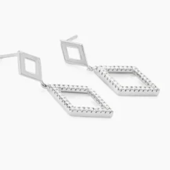Boucles D'oreilles Pendantes Sounia Argent Blanc Oxyde De Zirconium