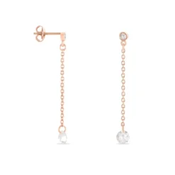 Boucles D'oreilles Pendantes Constantin Argent Rose Oxyde De Zirconium