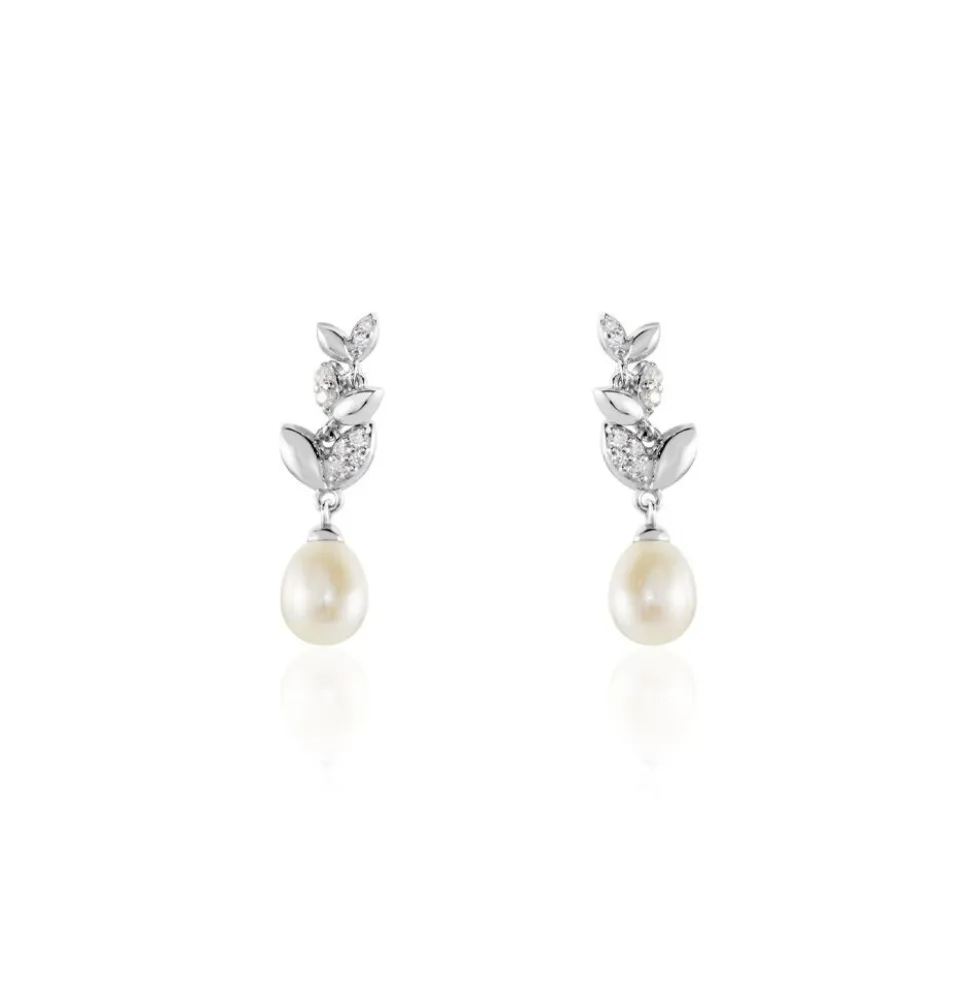 Boucles D'oreilles Pendantes Giambattista Argent Blanc Perle Et Oxyde