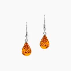 Boucles D'oreilles Pendantes Argent Blanc Mareme Ambre