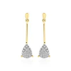 Boucles D'oreilles Pendantes Pear C Or Jaune Diamant