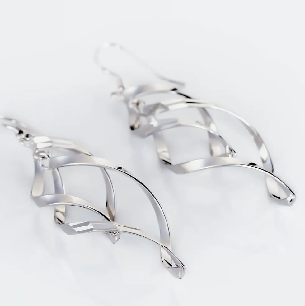 Boucles D'oreilles Pendantes Lisi Argent Blanc