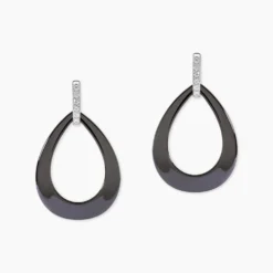 Boucles D'oreilles Pendantes Nelly Argent Blanc Céramique Et Oxyde