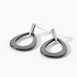 Boucles D'oreilles Pendantes Nelly Argent Blanc Céramique Et Oxyde