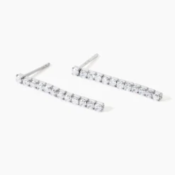 Boucles D'Oreilles Pendantes Lexane Argent Blanc Oxyde De Zirconium