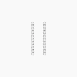 Boucles D'Oreilles Pendantes Lexane Argent Blanc Oxyde De Zirconium