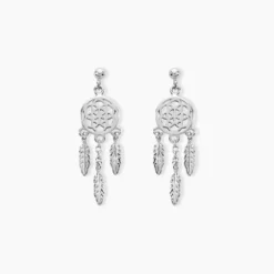 Boucles D'oreilles Pendantes Oniria Argent Blanc