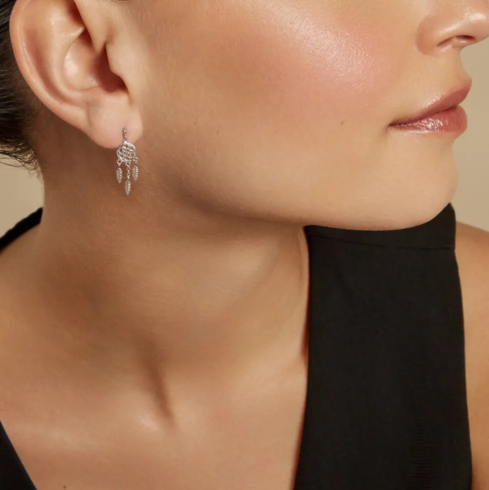 Boucles D'oreilles Pendantes Oniria Argent Blanc