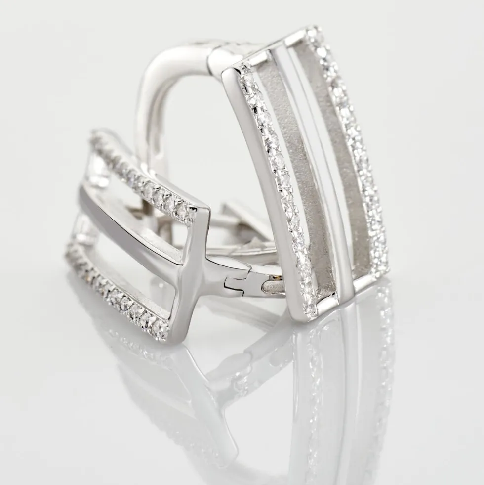 Boucles D'oreilles Pendantes Argent Blanc Oxyde De Zirconium