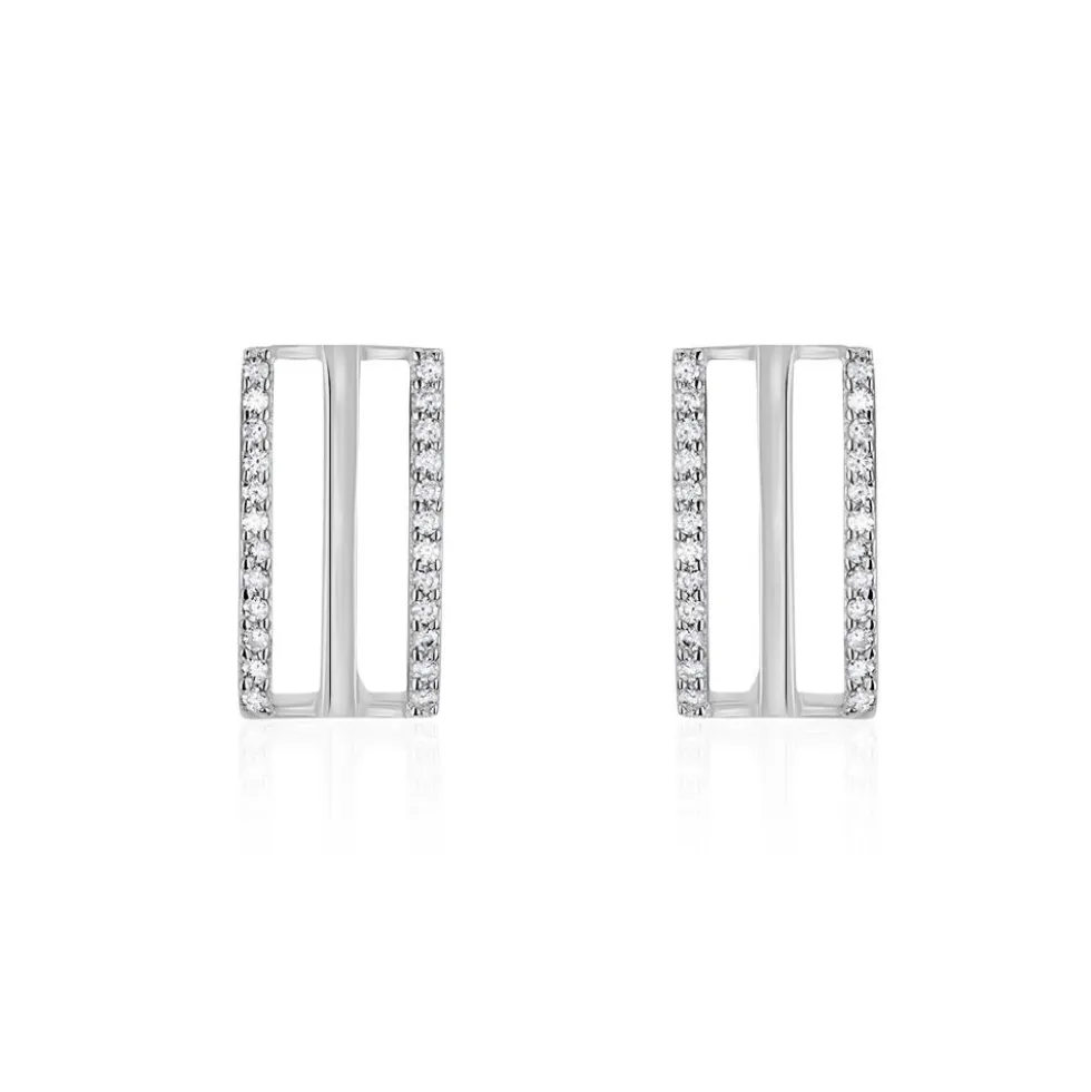 Boucles D'oreilles Pendantes Argent Blanc Oxyde De Zirconium