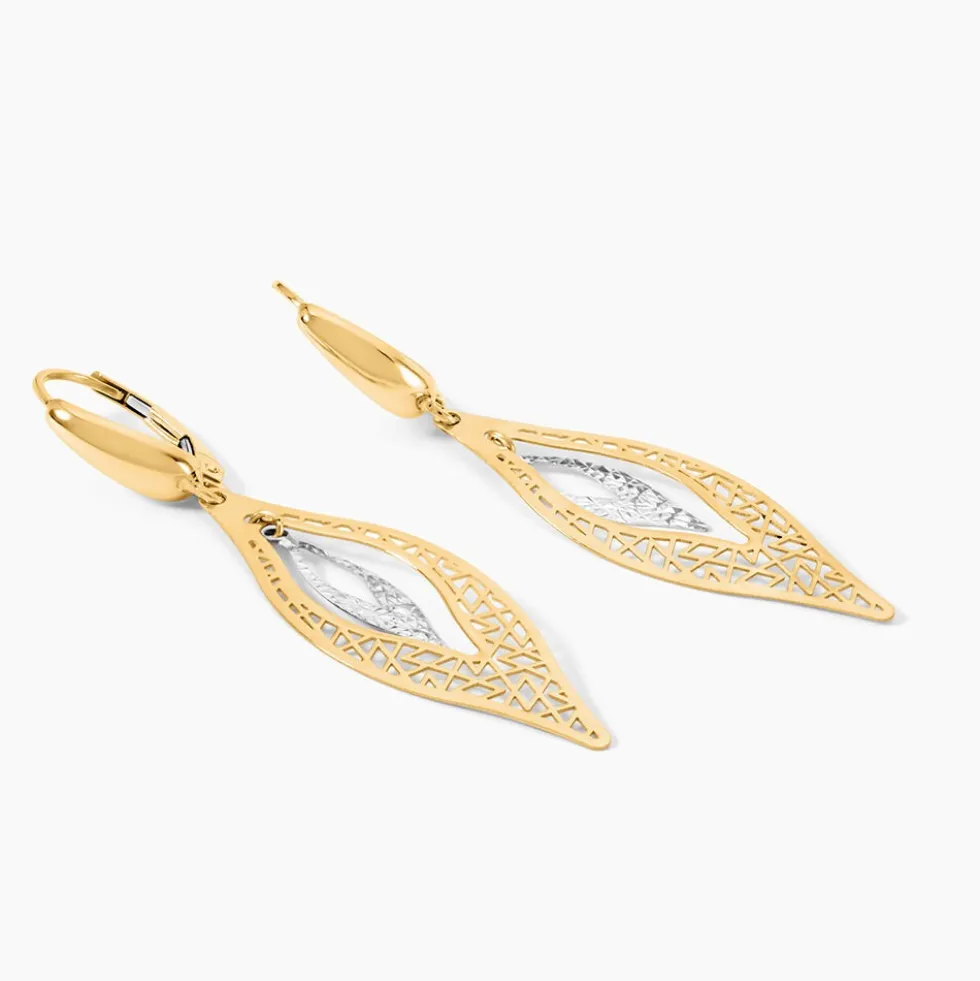 Boucles D'Oreilles Pendantes Gerontius Or Bicolore