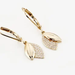 Boucles D'oreilles Pendantes Plaqué Or Jaune Simao Oxydes De Zirconium