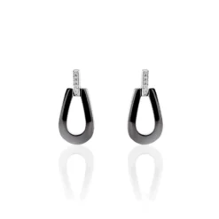 Boucles D'oreilles Pendantes Argent Céramique Et Oxyde De Zirconium