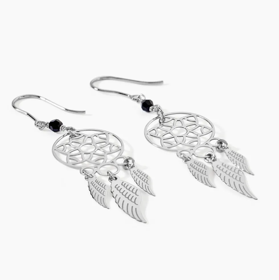 Boucles D'oreilles Pendantes Dream Catcher Argent Pierre De Synthese