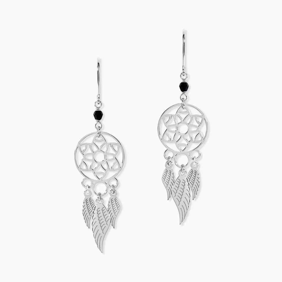 Boucles D'oreilles Pendantes Dream Catcher Argent Pierre De Synthese