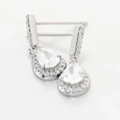 Boucles D'oreilles Pendantes Briony Argent Blanc Oxyde De Zirconium