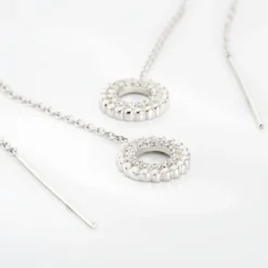 Boucles D'oreilles Pendantes Florenzia Argent Blanc Oxyde De Zirconium