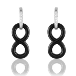 Boucles D'oreilles Pendantes Celinia Argent Blanc Céramique Et Oxyde
