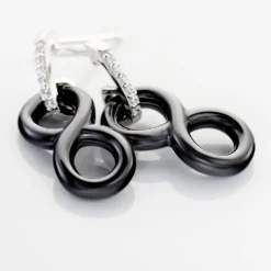 Boucles D'oreilles Pendantes Celinia Argent Blanc Céramique Et Oxyde