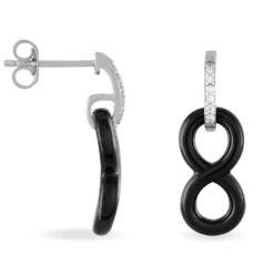 Boucles D'oreilles Pendantes Celinia Argent Blanc Céramique Et Oxyde