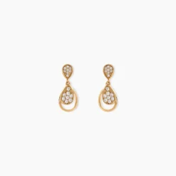 Boucles D'oreilles Pendantes Mahalya Plaqué Or Oxyde De Zirconium