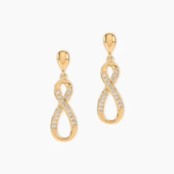 Boucles D'oreilles Pendantes Dunya Plaqué Or Jaune Oxyde De Zirconium