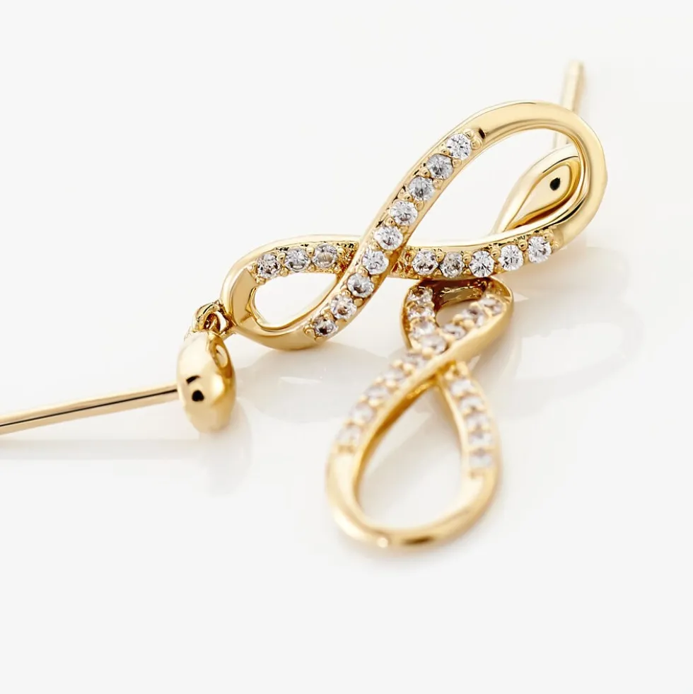 Boucles D'oreilles Pendantes Dunya Plaqué Or Jaune Oxyde De Zirconium