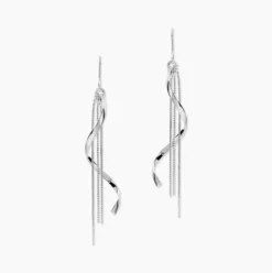 Boucles D'oreilles Pendantes Rizlaine Argent Blanc