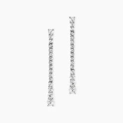 Boucles D'oreilles Pendantes Amenis Argent Blanc Oxyde De Zirconium