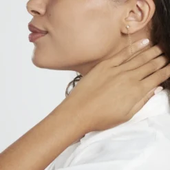 Boucles D'oreilles Pendantes Plaqué Or Lienard Oxydes De Zirconium
