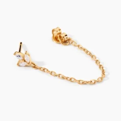 Boucles D'oreilles Pendantes Erma Plaqué Or Doré Oxyde De Zirconium
