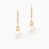 Boucles D'oreilles Pendantes Baroque Or Jaune Perle De Culture