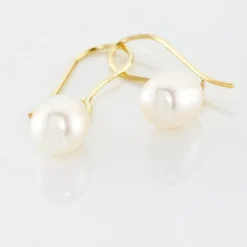 Boucles D'oreilles Pendantes Baroque Or Jaune Perle De Culture