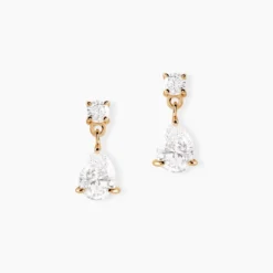 Boucles D'oreilles Pendantes Josephine Or Jaune Emeraude