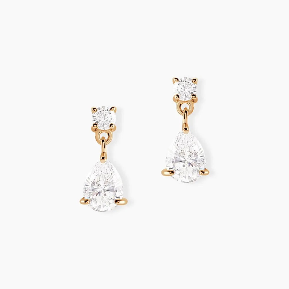Boucles D'oreilles Pendantes Naellya Plaqué Or Oxyde De Zirconium
