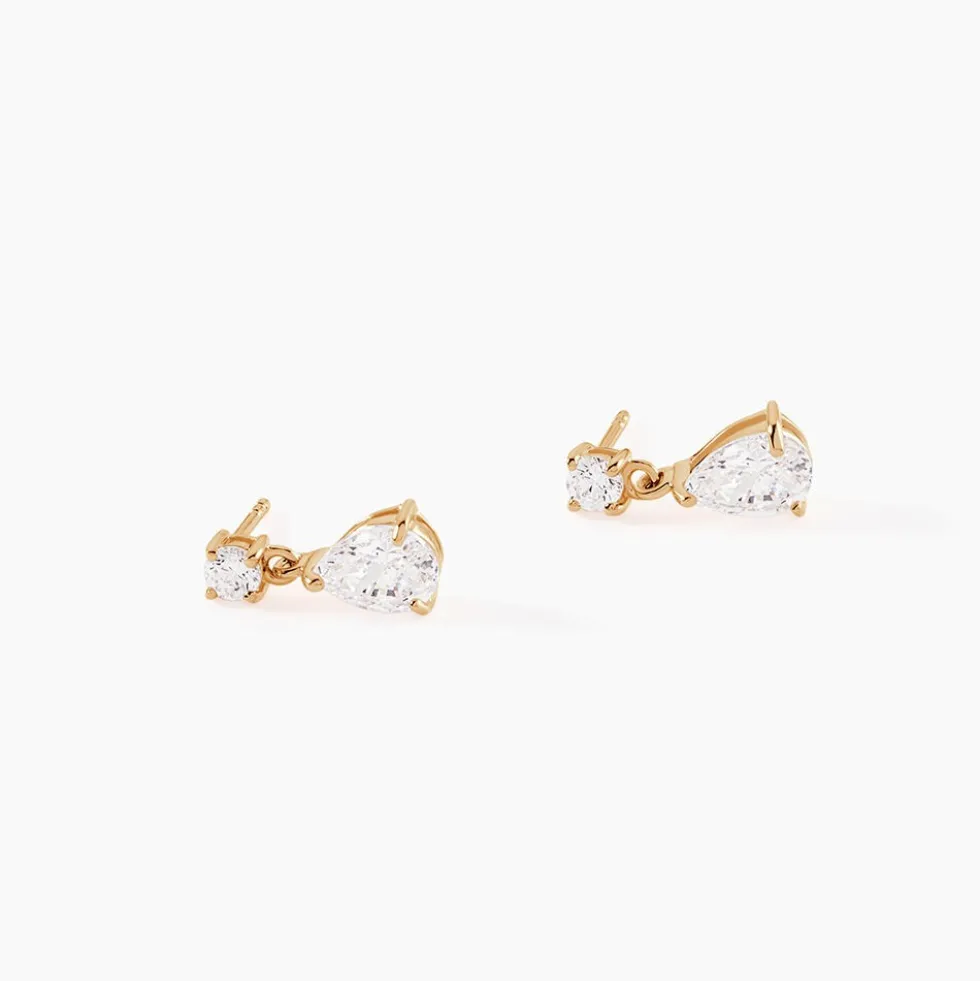 Boucles D'oreilles Pendantes Naellya Plaqué Or Oxyde De Zirconium