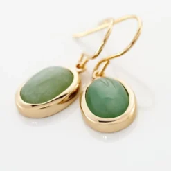 Boucles D'oreilles Pendantes Veina Plaqué Or Jaune Aventurine