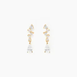 Boucles D'oreilles Pendantes Cegolene Or Jaune Oxyde De Zirconium